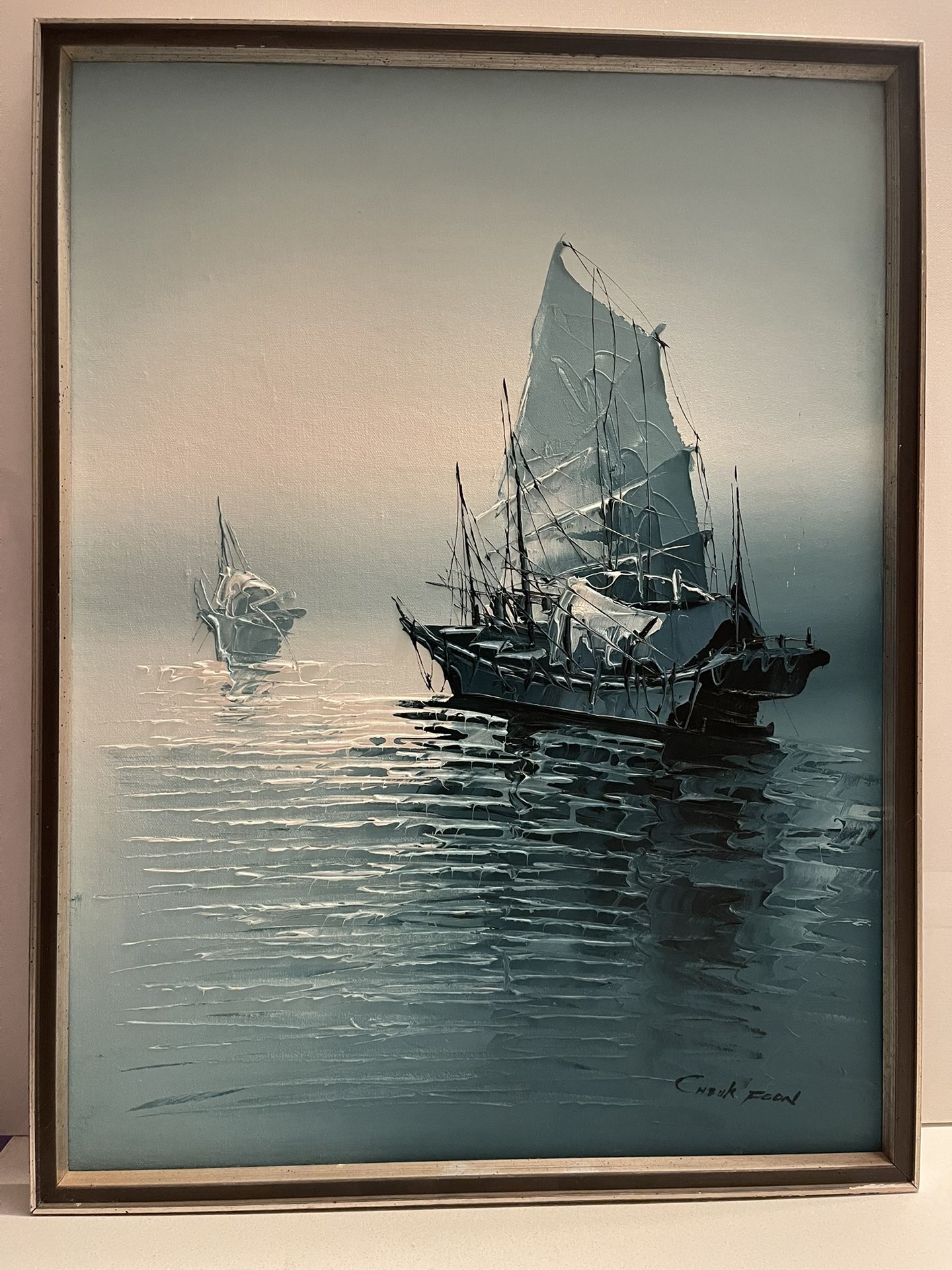 Antique Boat Painting m, early 20th C Japaness