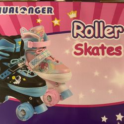 4 Size Adjustable Kids Roller Skates for Girls Boys, Beginner Toddler Skates with Light Up Wheels, Indoor Outdoor Sports for Ages 3-5 5-8 8-12