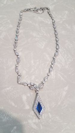 Blue Stone Pendant w/Cubic Zirconia Stones