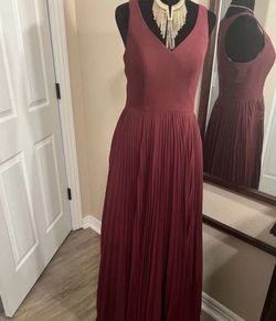 Burgundy pleated maxi summer dress