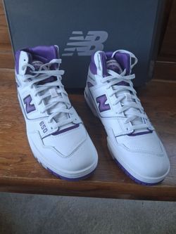 New Balance 650 White Purple High-Top Sneakers