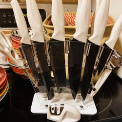 Knife Set with Block and Sharpener. 