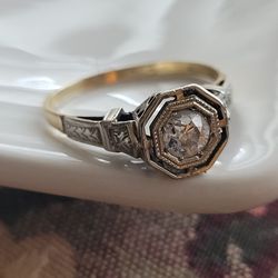 Vintage 1920s Art Deco Half Carat European Mine Cut Diamond Ring