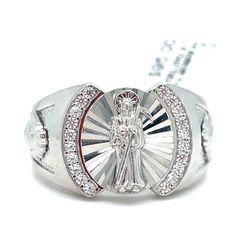 925 Silver CZ Santa Muerte Ring 6.80g Size 10 188469