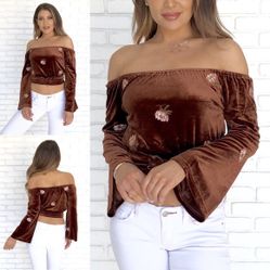 Honey Punch Brown Velvet Top “M”’