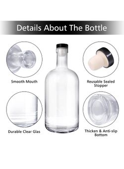 6pc Clear Glass Bottles