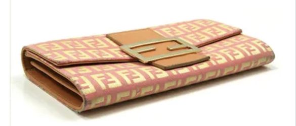 Authentic Fendi Zucchino Long Wallet Pink