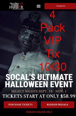 4pk VIP tickets Queen Mary 10/30