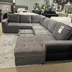 Dark gray sectional sleeper sofa with pull out sofa bed