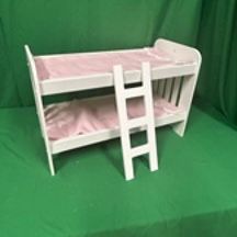 New, firm, Badger Basket Canopy Doll Bed with Bedding – White and Pink Gingham