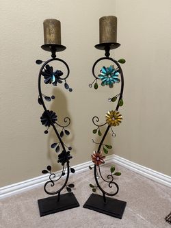 2 extra lage metal  with gold candle sets(39L/10W/6)candle size 5L1/2