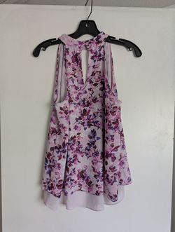 Purple Floral Halter Blouse Women's Small
