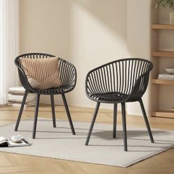 Set of 2 on Sale Modern Accent Chair–Black Outdoor Patio Chairs Set of 2 – Lounge Chairs for Balcony