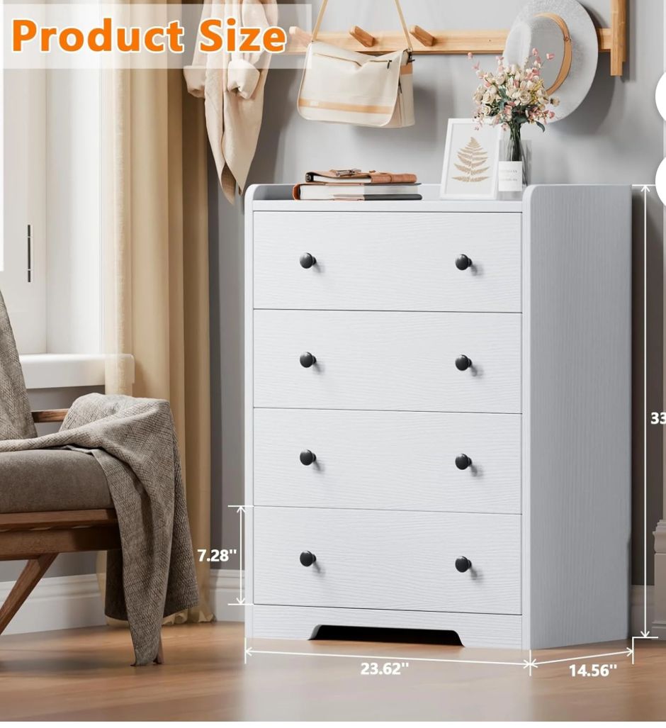 New white 4 drawers dresser