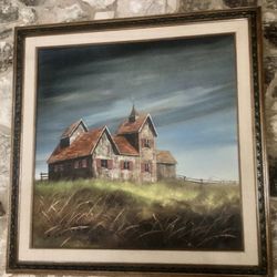 Vintage Large Canvas Painting 