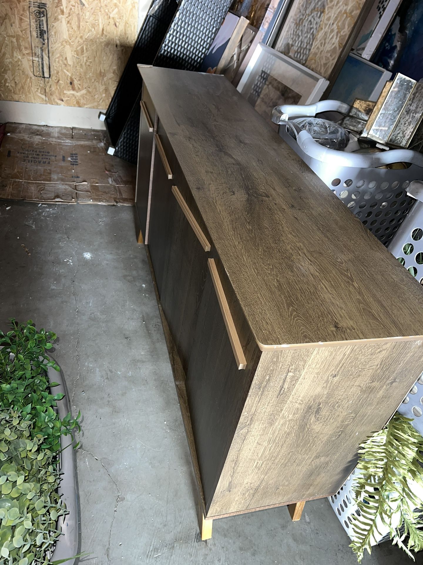 Mid Century Modern Console Table Tv Stand Chipped Top 