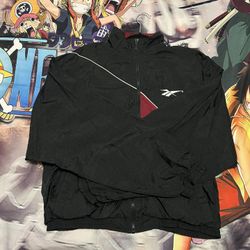 Reebok Vintage Black Red Zip Up Windbreaker Medium
