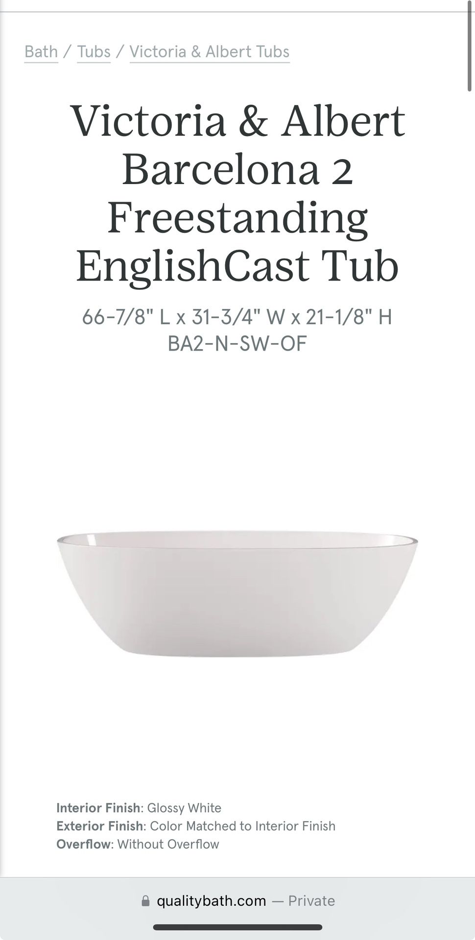 Victoria And Albert Free Standing limestone Tub