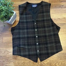 Pendleton Vintage Traditional Vest Wool Button up Plaid Size Men’s 40