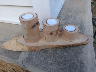 Rustic birch candle holder