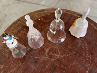 Vintage Decorative Glass & Porcelain Bells – Set of 4