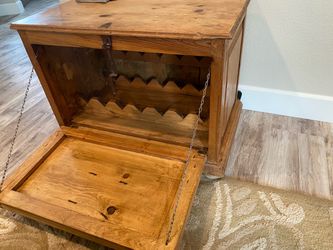 Rustic Pine End Table, Wine Rack