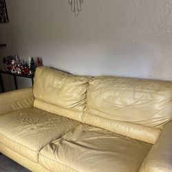 Long Yellow Leather Couch