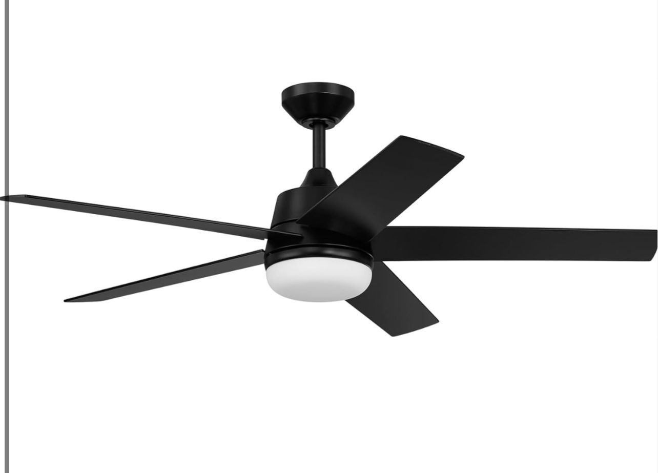 brand New In The Box- DESIGNERS FOUNTAIN Astrea 52 in. LED Indoor/Covered Outdoor Matte White Standard Mount RGB Smart Ceiling Fan with Light Kit and 