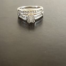 10k White Gold And Diamonds Wedding Bands