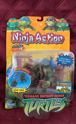 RARE COLLECTIBLE PLAYMATES 2004 NINJA ACTION FLIPPING LEONARDO STILL SEALED IN ITS ORIGINAL PACKAGING