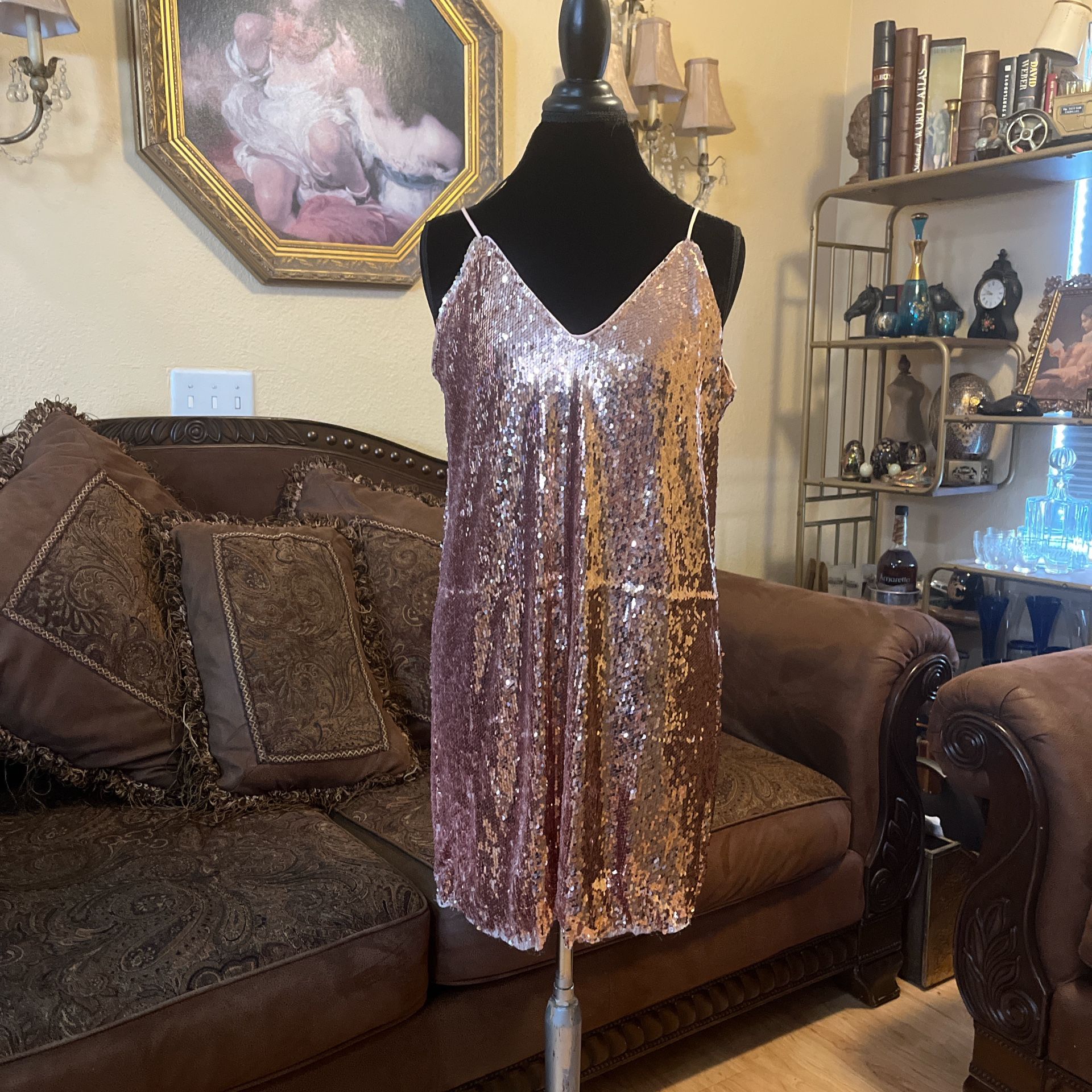 Pink Sequin Women Mini Dress Glam / Party