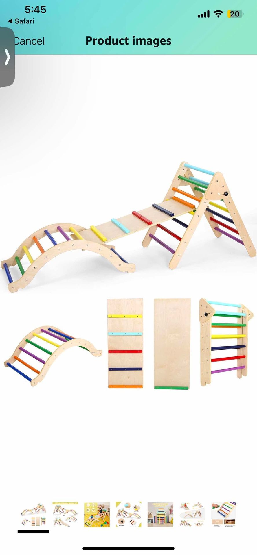 Triangle Set 7 in 1, Foldable Climbing Toys for Toddlers, Wooden Montessori Play with Arch & Ramp & Ladder, Large Climbing Indoor Playground Set, Indo