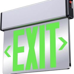 Green Led Edge Lit Exit Sign (New)
