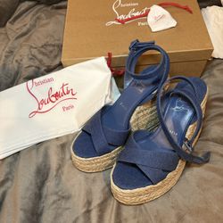 CHRISTIAN LOUBOUTIN Mariza Zeppa canvas espadrille sandals