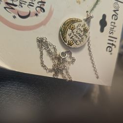 LOVE YOU TO THE MOON AND BACK SILVER PLATED NECKLACE BRAND NEW