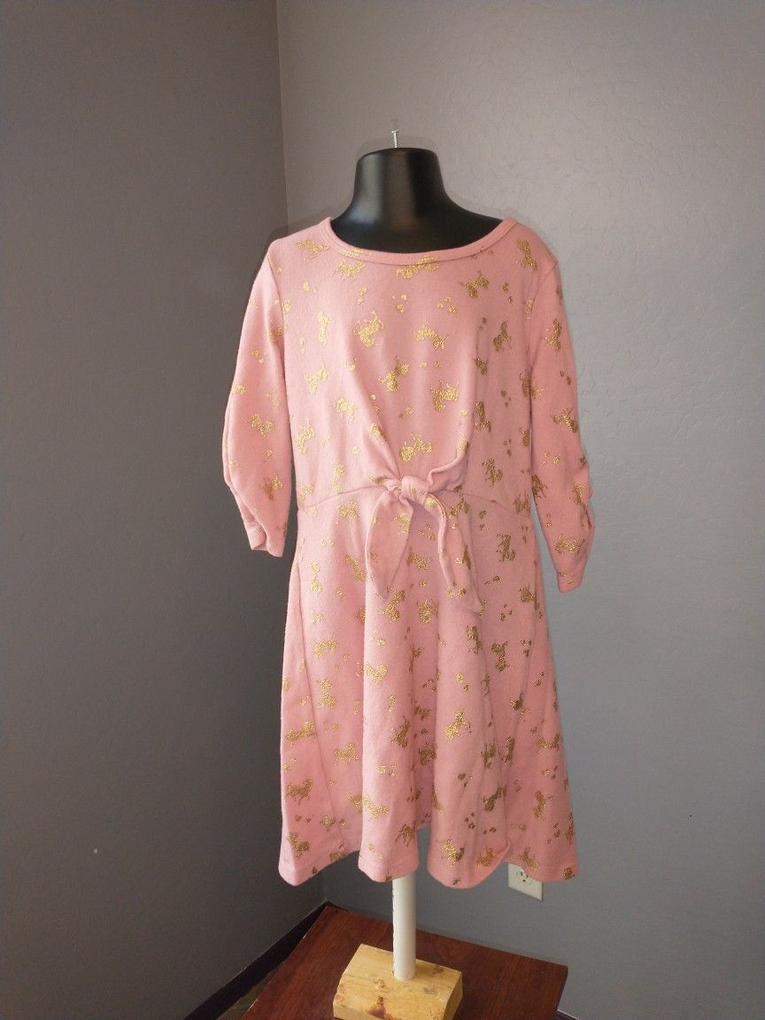 Lily Bleu girls size 10 pink dress with gold unicorns dress