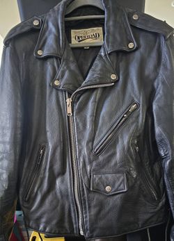 Vintage Open Road Leather Motorcycle Zippered Jacket Black Men's Size 40/Large