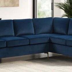Vogue Navy Velvet Sectional,seccional,couch
