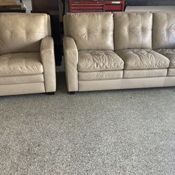Two 80” leather sofas