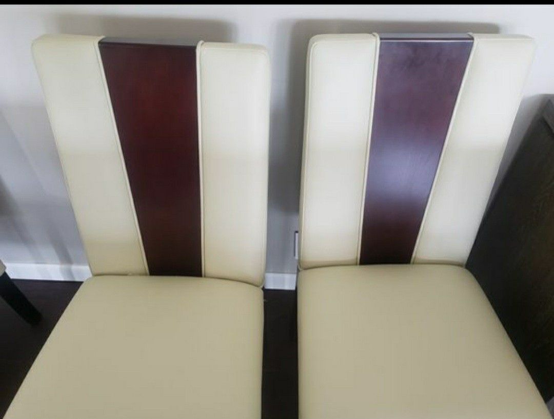 Two Dining Chairs - Cream Leather - Brand New!