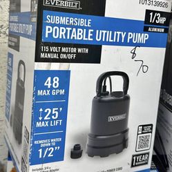 Everbilt 1/3HP submersible aluminum utility pump ,