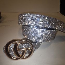 Gucci Belt Rhinestone 28" 40 " Gold GG
