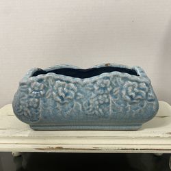 Vintage Art Pottery Planter Regtangle Antique Green and white.