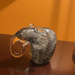 Grey And White Glass Elephant 
