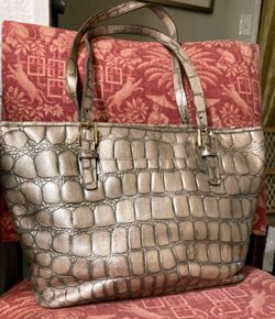 BRAHMIN Metallic Gold Leather Handbag 