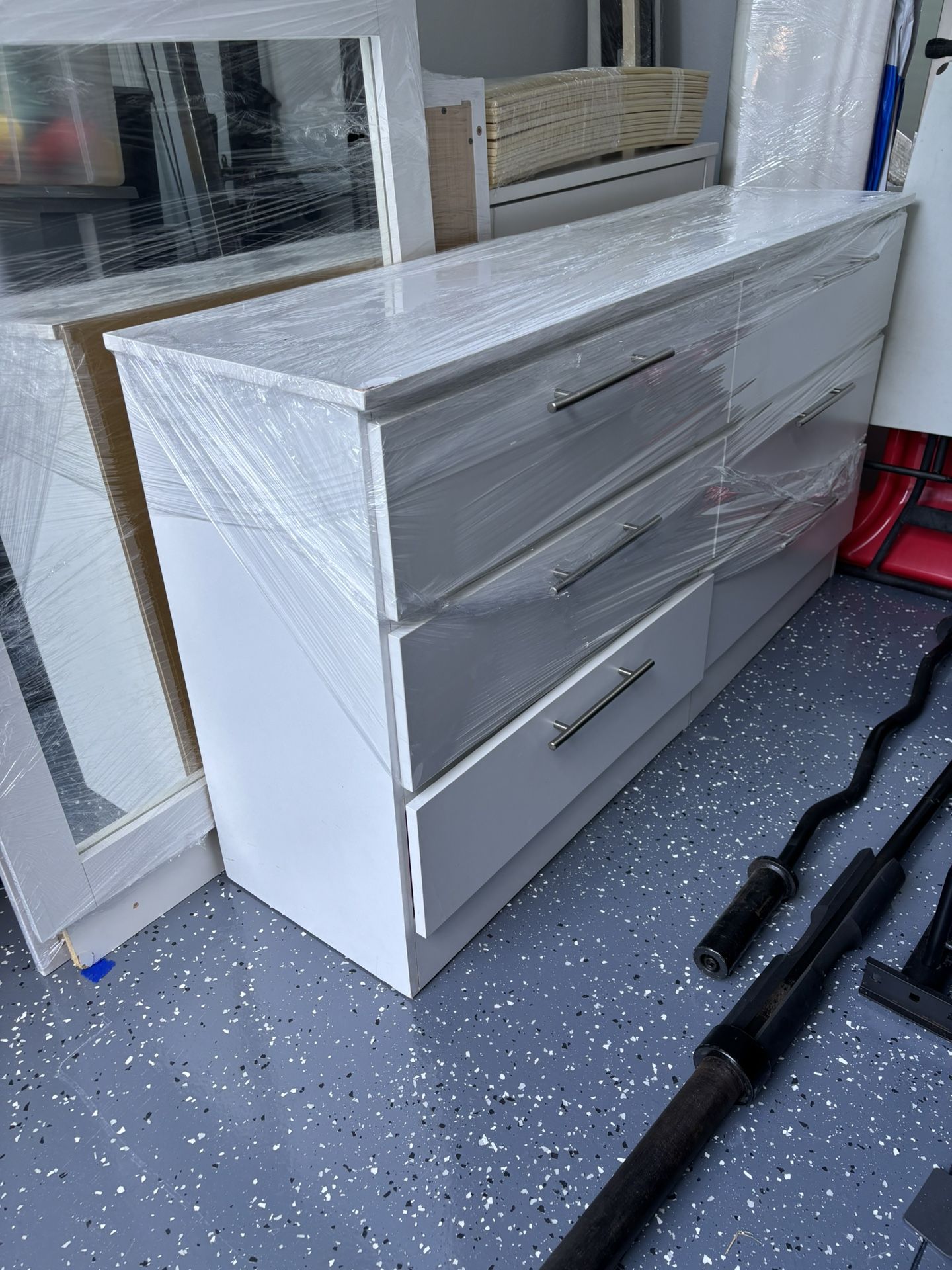 White Dresser And Mirror