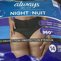 New Always Discreet Size Large 14-20      14 Underwear  Retail Value $20