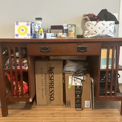 Brown Office Desk With Side Shelving $40 Price Negotiable