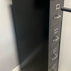 File Cabinet (Approximately 4 Feet Tall with Four Sections: Open and Closed Tabs) 