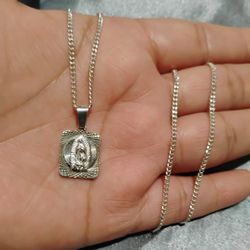 925 Sterling Silver Chain With The Pendant/Cadena Con Dije De Corazón Con Alas  De Plata 925